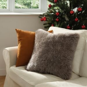 Rare IKEA KRÅKKRASSING Faux Sheepskin Cushion Cover Taupe Brown 20x20 Pillow